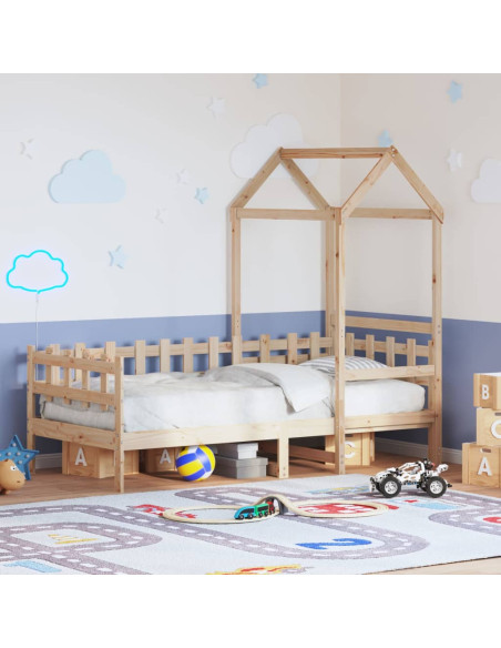 Dormeuse con Tetto 80x200 cm in Legno Massello di Pino