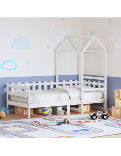 Dormeuse con Tetto 80x200 cm Bianco in Legno Massello di Pino