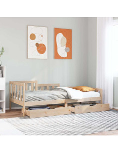 Dormeuse con Cassetti 80x200 cm in Legno Massello di Pino