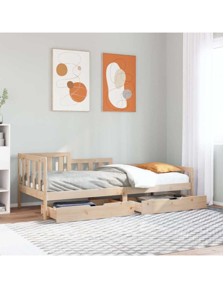 Dormeuse con Cassetti 80x200 cm in Legno Massello di Pino
