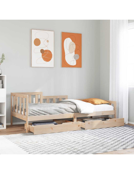 Dormeuse con Cassetti 90x190 cm in Legno Massello Pino