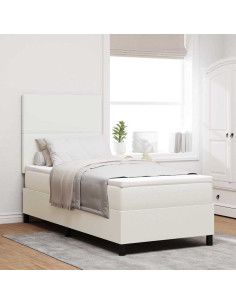 Letto a Sorgente LED con testiera Crema e Bianco 80 x 200 cm