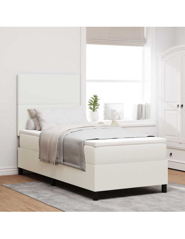 Letto a Sorgente LED con testiera Crema e Bianco 80 x 200 cm