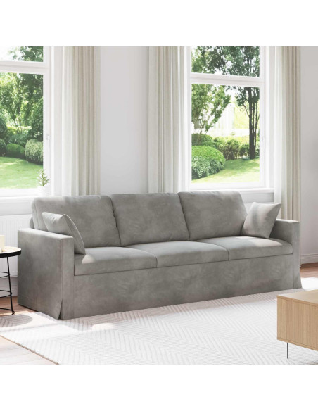 Divano Grigio chiaro 228 x 78 x 80 cm Velluto