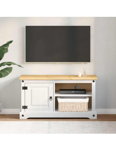 Mobile TV Corona Bianco 100 x 40 x 52 cm Pino massello