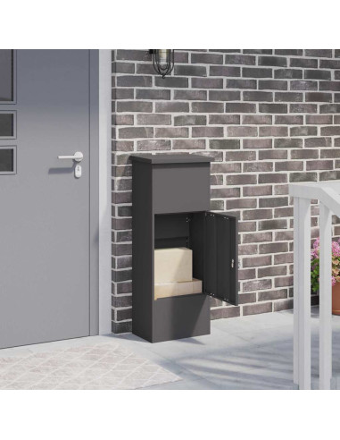 Cassetta per pacchi con porta Nero 44,5 x 29 x 110,5 cm Acciaio