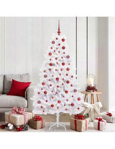 Albero di Natale Artificiale con Rami Pieghevoli Bianco 180 cm