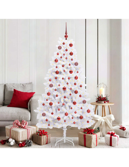 Albero di Natale Artificiale con Rami Pieghevoli Bianco 180 cm