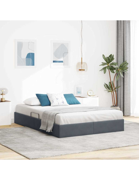 Letto con Contenitore Grigio scuro 135 x 190 cm Velluto