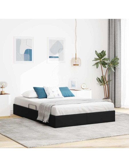 Letto con Contenitore con materasso Nero 135 x 190 cm Velluto