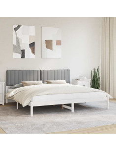 Letto con Testiera Rivestita Grigio chiaro 200 x 200 cm