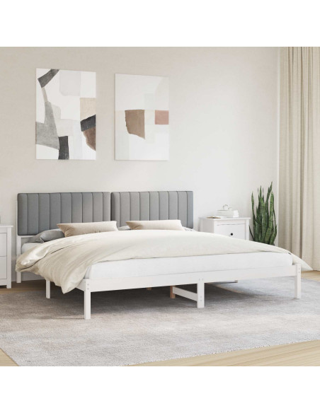 Letto con Testiera Rivestita Grigio chiaro 200 x 200 cm