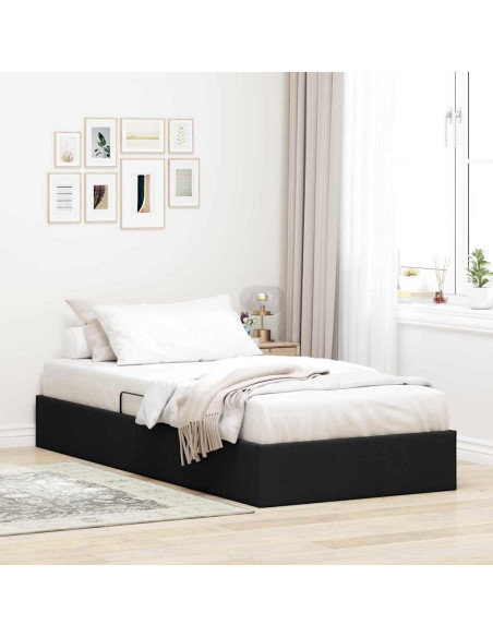 Letto con Contenitore con materasso Nero 90 x 190 cm Tessuto