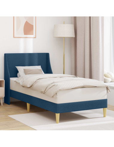 Struttura del letto con testiera Blu 90 x 200 cm Tessuto