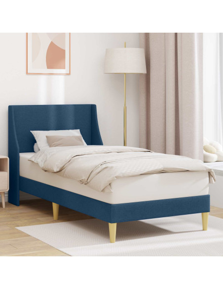 Struttura del letto con testiera Blu 90 x 200 cm Tessuto