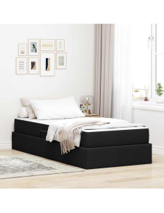 Letto con contenitore e materasso Nero 90 x 190 cm Poliestere