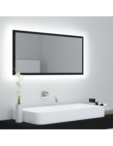 Specchio da Bagno a LED Nero 90x8,5x37 cm in Acrilico