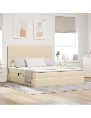 Letto con Contenitore Crema 180 x 200 cm Pelle Sintetica