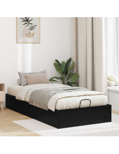 Letto ottomano Rovere Nero 193 x 120 x 25 cm Truciolare