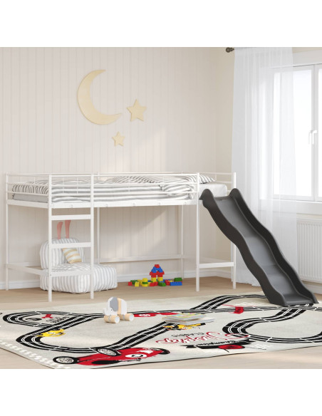 Letto loft per bambini con scivolo Bianco e Antracite