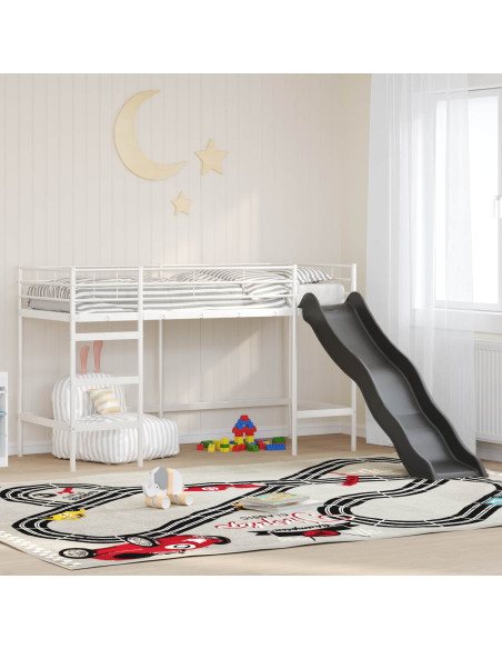 Letto loft per bambini con scivolo Bianco e Antracite