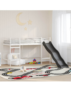 Letto loft per bambini con scivolo Bianco e Antracite