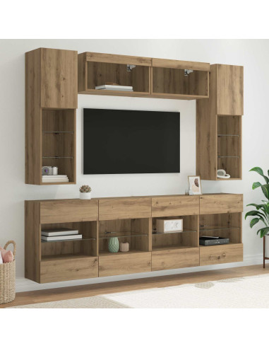 Set di Mobiletto da TV a Parete 6 pcs Rovere Artigianale