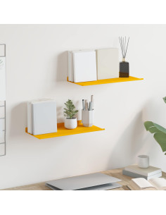 Scaffale da parete 2 pcs Giallo senape 40 x 18 x 2,5 cm