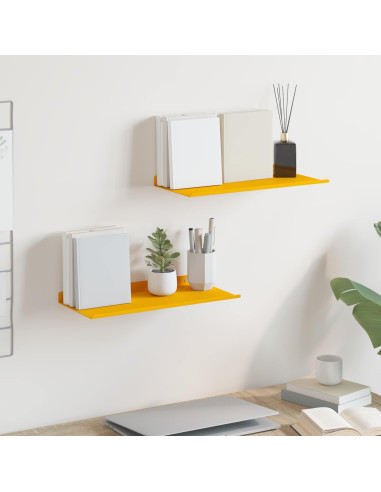 Scaffale da parete 2 pcs Giallo senape 40 x 18 x 2,5 cm