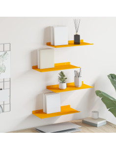 Scaffale da parete 4 pcs Giallo senape 40 x 18 x 2,5 cm