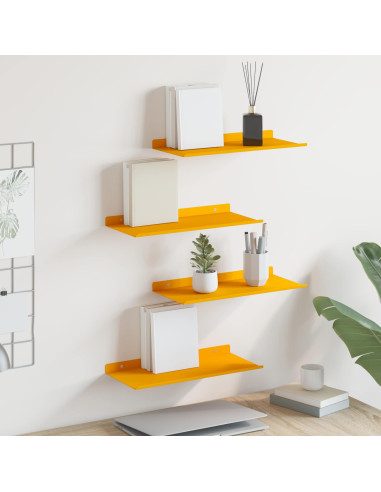 Scaffale da parete 4 pcs Giallo senape 40 x 18 x 2,5 cm