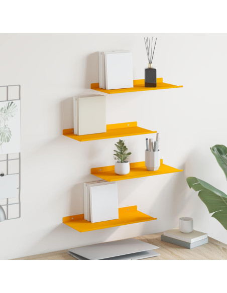 Scaffale da parete 4 pcs Giallo senape 40 x 18 x 2,5 cm