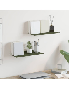Scaffale da parete 2 pcs Verde oliva 40 x 18 x 2,5 cm