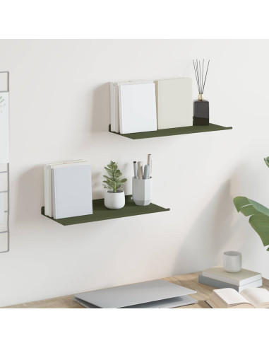 Scaffale da parete 2 pcs Verde oliva 40 x 18 x 2,5 cm