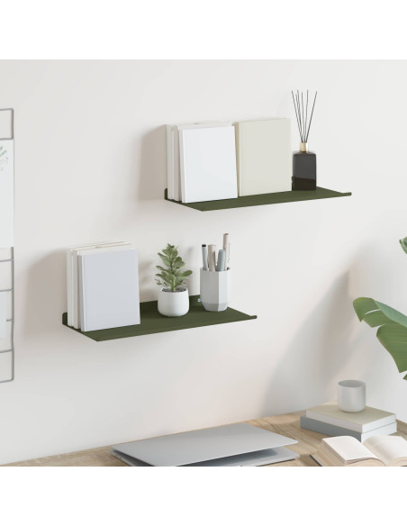 Scaffale da parete 2 pcs Verde oliva 40 x 18 x 2,5 cm