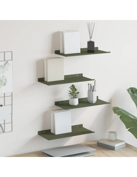 Scaffale da parete 4 pcs Verde oliva 40 x 18 x 2,5 cm