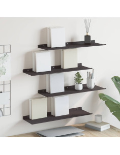 Scaffale da parete con lo scaffale 4 pcs Nero 60 x 18 x 2,5 cm