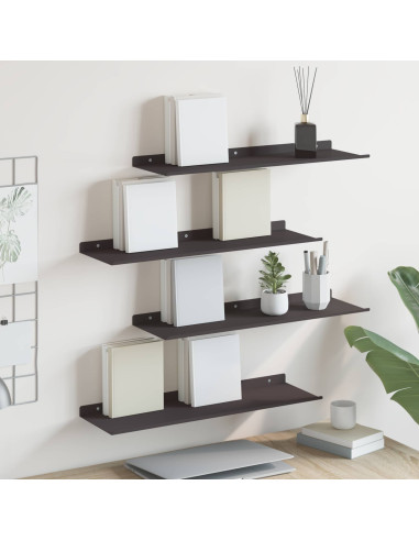 Scaffale da parete con lo scaffale 4 pcs Nero 60 x 18 x 2,5 cm