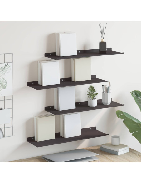 Scaffale da parete con lo scaffale 4 pcs Nero 60 x 18 x 2,5 cm