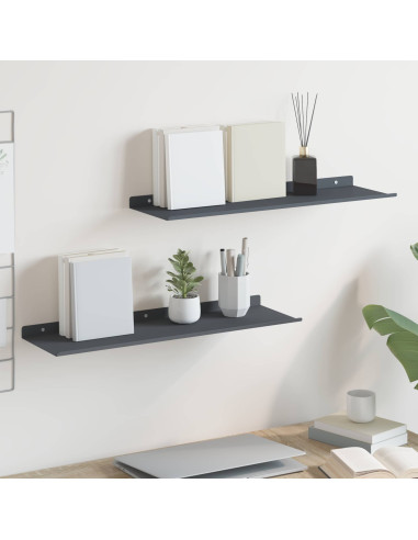 Scaffale da parete 2 pcs Antracite 60 x 18 x 2,5 cm
