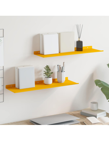 Scaffale da parete 2 pcs Giallo senape 60 x 18 x 2,5 cm