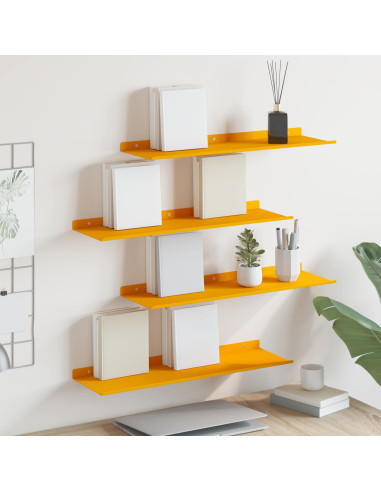Scaffale da parete 4 pcs Giallo senape 60 x 18 x 2,5 cm