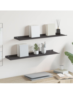Scaffale da parete con lo scaffale 2 pcs Nero 80 x 18 x 2,5 cm