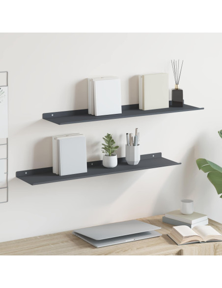 Scaffale da parete 2 pcs Antracite 80 x 18 x 2,5 cm