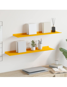 Scaffale da parete 2 pcs Giallo senape 80 x 18 x 2,5 cm