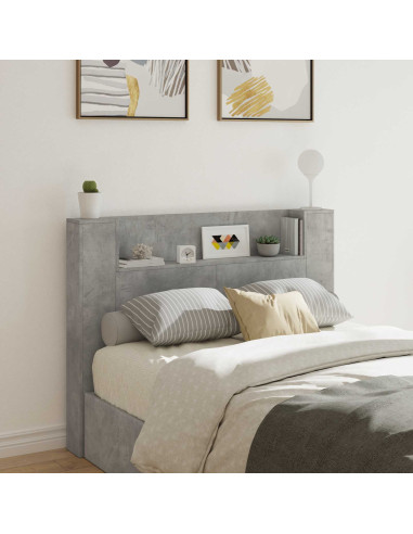 Testata con Mobile e LED Calcestruzzo 140 x 16,5 x 103,5 cm