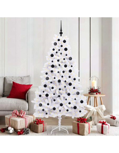 Albero di Natale Artificiale con Rami Pieghevoli Bianco 180 cm