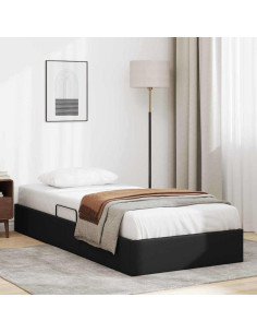 Letto con Contenitore Nero 90 x 190 cm Pelle sintetica