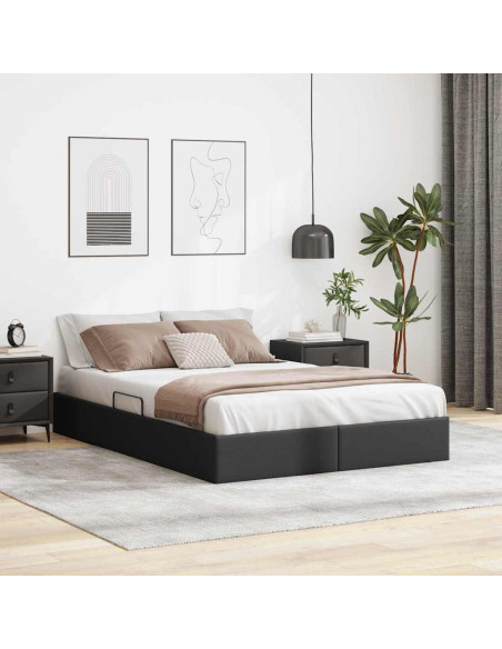 Letto con Contenitore Nero 135 x 190 cm Pelle sintetica