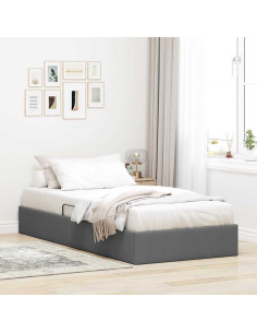 Letto con Contenitore Grigio scuro 90 x 190 cm Tessuto